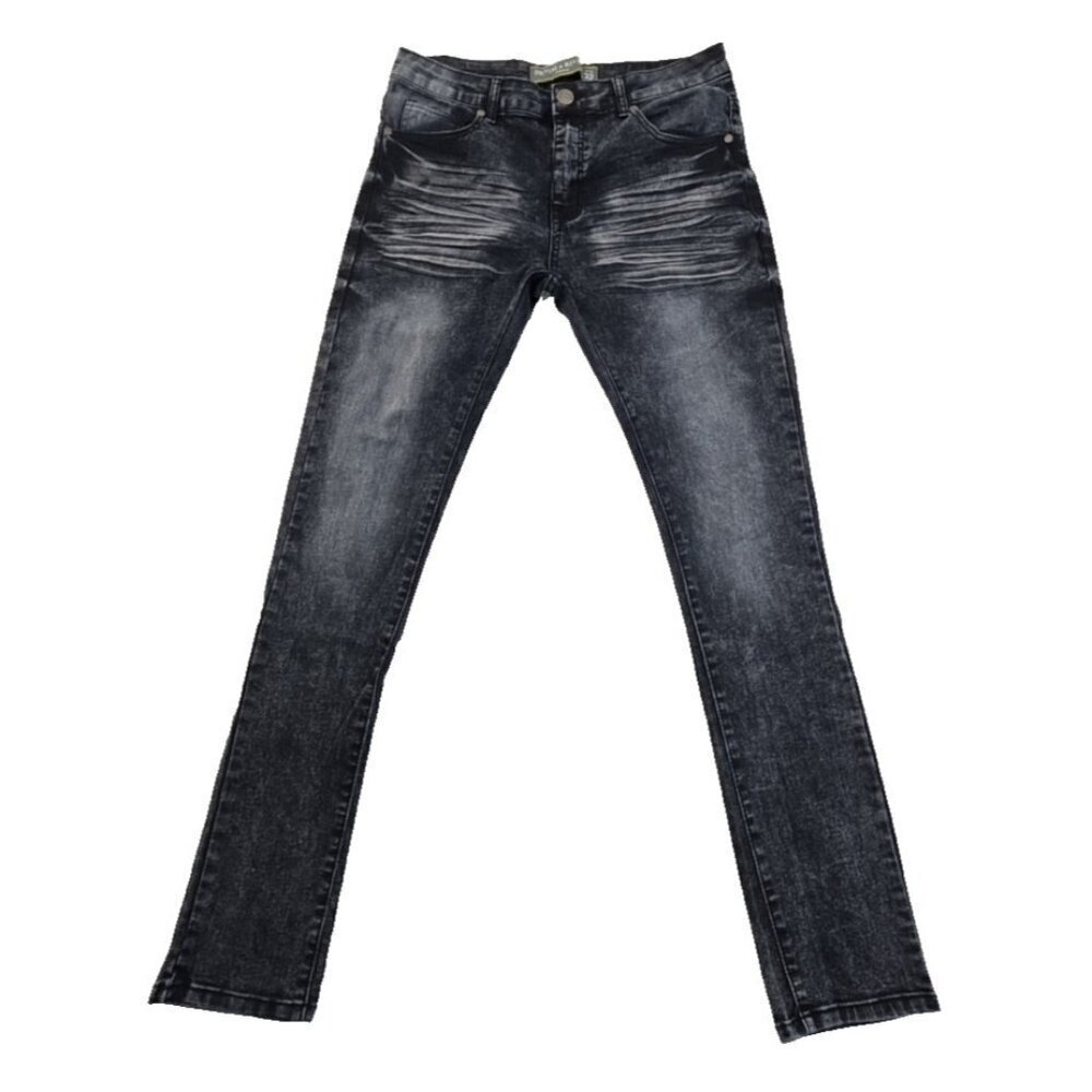 Denim & Rivets Premium Jeans Men’s Size 32x32 Black Acid Wash Feathering Slim LN